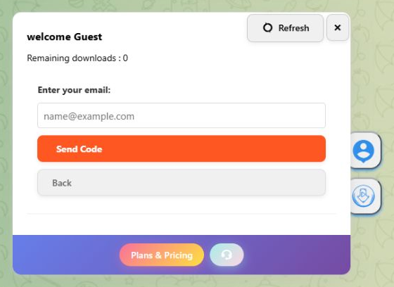 Enter your email in Enter your email, then click Send Code.